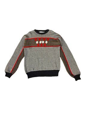 Vintage 1980s Rep Paige Black White Acrylic Sweater Made in Romania